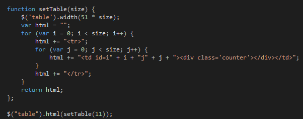 A function for creating a table/ changing table size